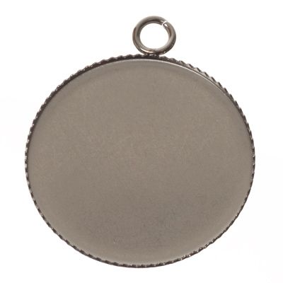 Stainless steel pendant for cabochons, round 25 mm, silver-coloured 