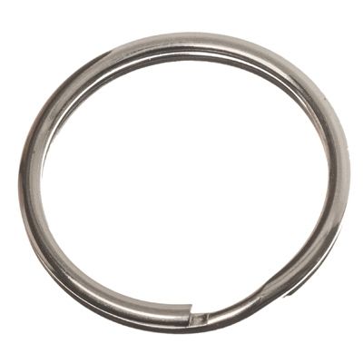 Stainless steel key ring, diameter 25 mm, silver-coloured 