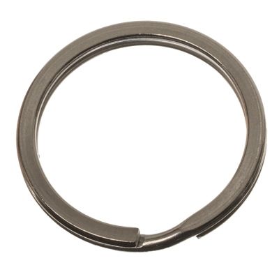 Sleutelhanger van roestvrij staal, plat, diameter 30 mm, zilverkleurig 