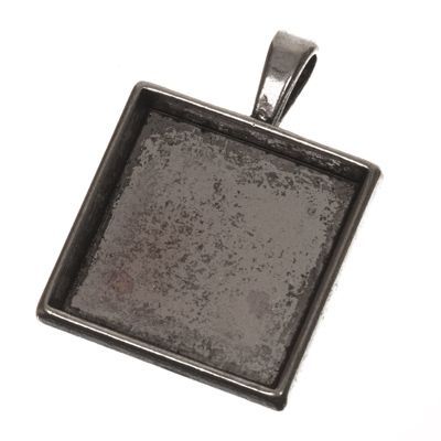 Pendant for square cabochons 20 x 20 mm, silver-coloured 