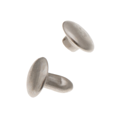 Rivet for leather, head 7 mm, height pin 6 mm, diameter pin 2.7 mm, silver-coloured 