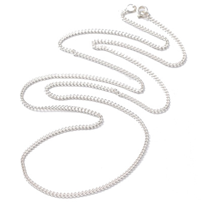 Link chain, 2 x 2 mm, length 70 cm, with clasp, silver-coloured 