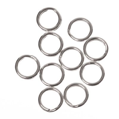 Split rings, 5 mm, double bent, silver-coloured, 10 pieces 