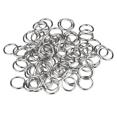 Binding rings, 8 mm, single bent, silver-coloured, 10 grams 