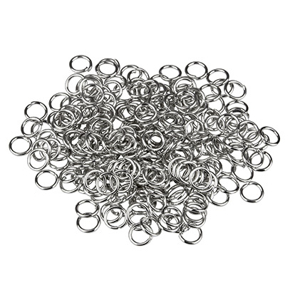 Binding rings, 6 mm, single bent, silver-coloured, 10 grams 