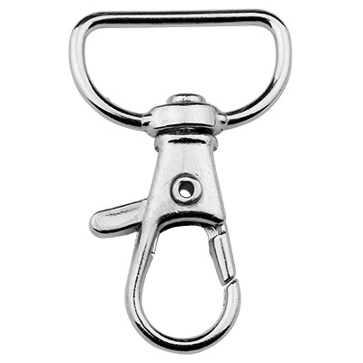 Carabiner with rotating loop/swivel, antique silver colour, 38 x 24mm 