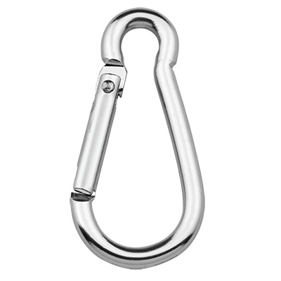 Aluminium carabiner for climbing rope, key ring, silver-coloured, 50 x 24 mm 
