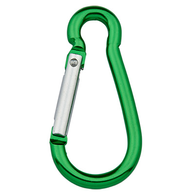 Aluminium carabiner for climbing rope, key ring, green, 50 x 24 mm 