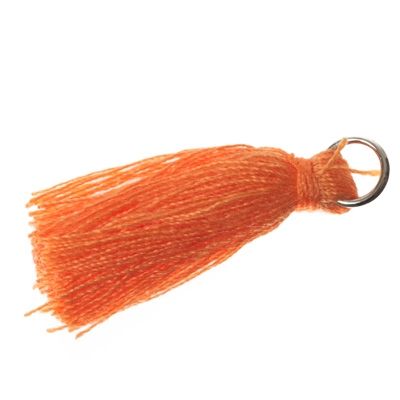 Quaste/Troddel, 25 - 30 mm, Baumwollgarn mit Öse (silberfarben), orange 