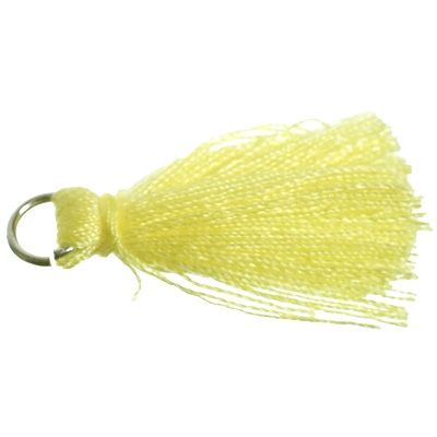 Tassel/tassel, 25 - 30 mm, cotton yarn with eyelet (silver-coloured), yellow 