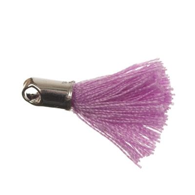 Tassel/tassel, 18 mm, cotton yarn with end cap (silver-coloured), lilac 