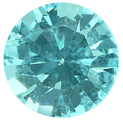 Preciosa crystal stone Chaton Maxima SS29 (approx. 6 mm), colour: aqua bohemica, underside foil (dura foiling). 