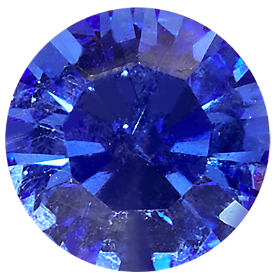 Preciosa kristalsteen Chaton Maxima SS29 (ca. 6 mm), kleur: saffier, onderzijde folie (Dura Foiling) 