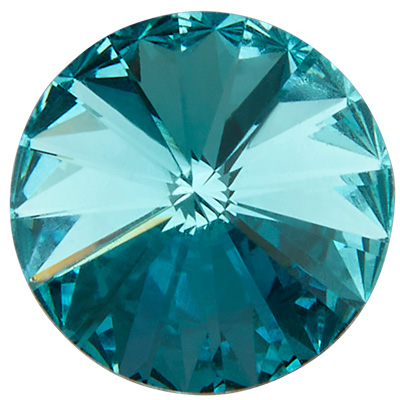 Preciosa crystal stone Rivoli, size: SS39 (approx. 8 mm), colour: aqua bohemica, underside foil 