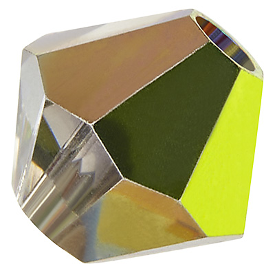 Preciosa kraal, vorm: Bicone (Rondelle Bead), Grootte 4 mm, Kleur: kristal 2sd vitrail medium 