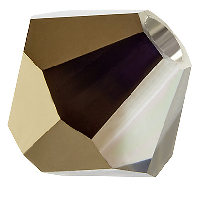 Preciosa kraal, vorm: Bicone (Rondelle Bead), maat 4 mm, kleur: crystal starlight gold half coating 