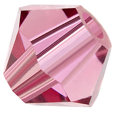 Preciosa kraal, vorm: Bicone (Rondelle Bead), maat 6 mm, kleur: rose 