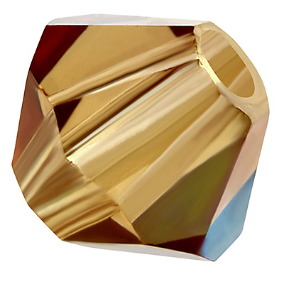 Preciosa kraal, vorm: Bicone (Rondelle Bead), maat 6 mm, kleur: licht colorado topaz AB 