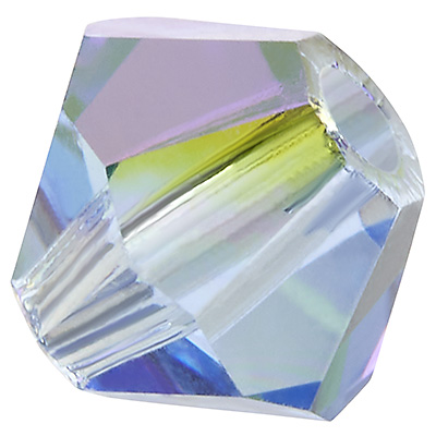 Preciosa kraal, vorm: Bicone (Rondelle Bead), maat 6 mm, kleur: licht saffier AB 