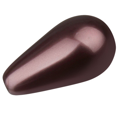 Perle Preciosa, Nacre Pearl Pear, forme : Goutte, 10 x 6 mm, couleur : light burgundy 