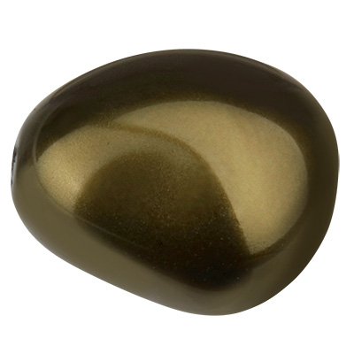 Preciosa Perle, Nacre Pearl, Form: Ellipse (Elliptic), 16 x 14 mm, Farbe: dark green 