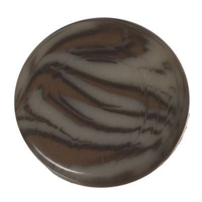 Polaris Cabochon Animalprint Zebra, round, flat, 12 mm, dark grey-black 