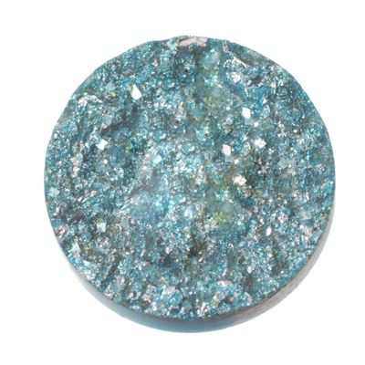 Polaris pierre d'or cabochon, rond, 12 mm, couleur : bleu clair 