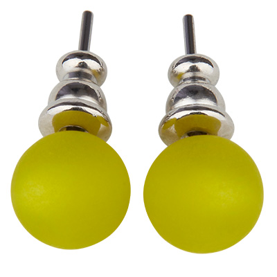 Pair of Polaris stud earrings, 8 mm, light green 
