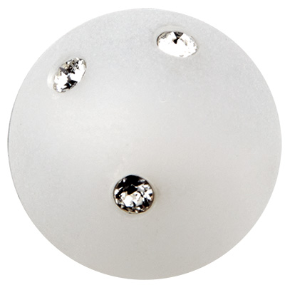 Perle Polaris boule 10 mm, blanche avec pierres Swarovski 