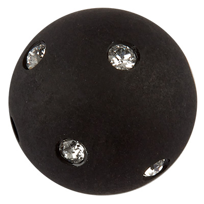 Perle Polaris boule 10 mm, noire avec Swarovski 