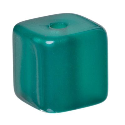 Polaris cubes, 8 mm, shiny, turquoise green 