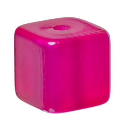 Polaris cubes, 8 mm, shiny, raspberry red 