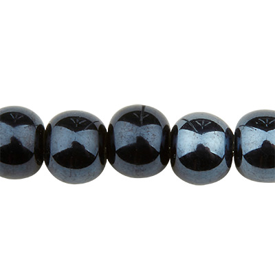 Pearlized porcelain bead, ball, black, 6 mm 