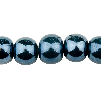 Pearlized porcelain bead, ball, dark grey, 6 mm 