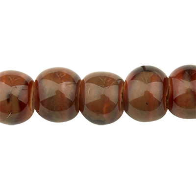 Perle en porcelaine émaillée antique, boule, brun foncé, 6,5 x 5,5 mm 