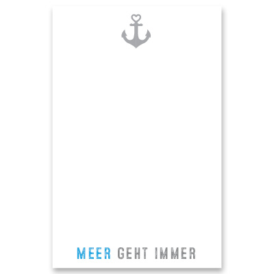 Schmuckkarte "Meer geht immer", hochkant, weiß, Größe 8,5 x 5,5 cm 