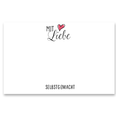 Schmuckkarte "Mit Liebe Selbstgemacht", quer, weiß, Größe 8,5 x 5,5 cm 