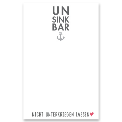 Decorative card "Nicht Unterkriegen Lassen", portrait, white, size 8.5 x 5.5 cm 
