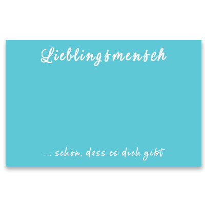 Jewellery card "Lieblingsmensch", landscape, turquoise blue Size 8.5 x 5.5 cm 