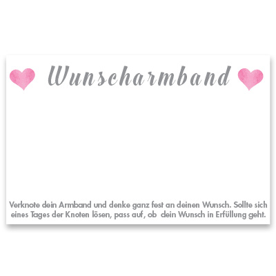 Schmuckkarte "Wunscharmband", quer, weiß, Größe 8,5 x 5,5 cm 