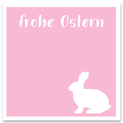 Schmuckkarte "Frohe Ostern" rosa, quadratisch, Größe 8,5 x 8,5 cm 
