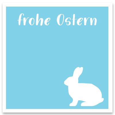 Carte décorative "Joyeuses Pâques" bleu clair, carrée, dimensions 8,5 x 8,5 cm 