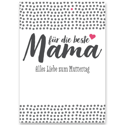 Decorative card, "For the best mum", rectangular, size 8.5 x 12 cm 