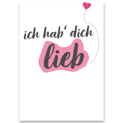Decorative card, "I love you", rectangular, size 8.5 x 12 cm 