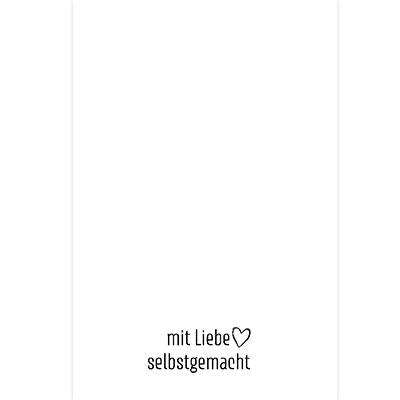 Schmuckkarte "mit Liebe selbstgemacht", hochkant, weiß, Größe 8,5 x 5,5 cm 