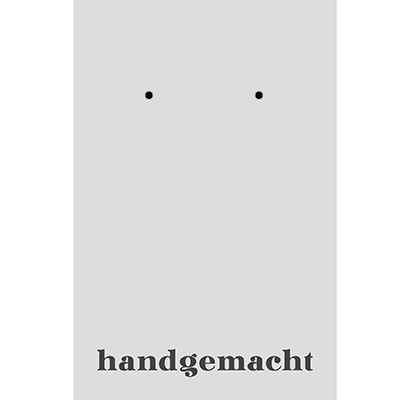 Schmuckkarte für Ohrstecker "handgemacht", hochkant, helles grau, Größe 8,5 x 5,5 cm 