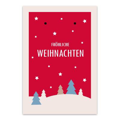 Schmuckkarte für Ohrstecker, "Fröhliche Weihnachten", rechteckig, Größe 8,5 x 12 cm 
