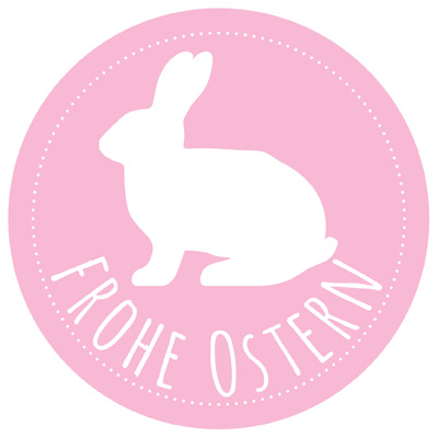 Aufkleber "Frohe Ostern", rosa, rund, Durchmesser 50 mm 