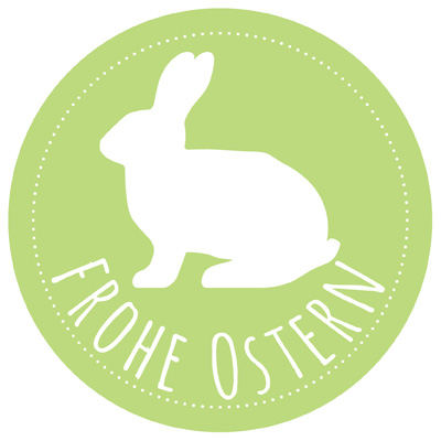 Sticker "Happy Easter", light green, round, diameter 50 mm 