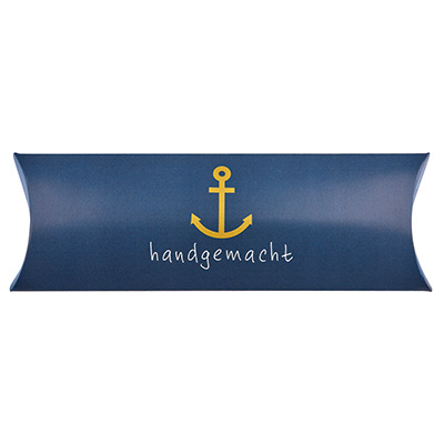 Gift box, cushion, motif anchor "handmade ", 20 cm x 7 cm x 2.4 cm 